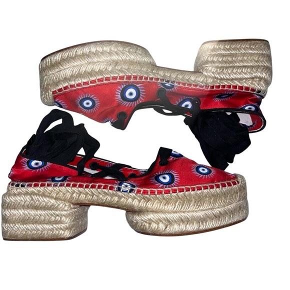 CHRISTIAN LOUBOUTIN Greekaba Blanca espadrilles evil eye platform EU 39.5 RARE - Picture 10 of 16